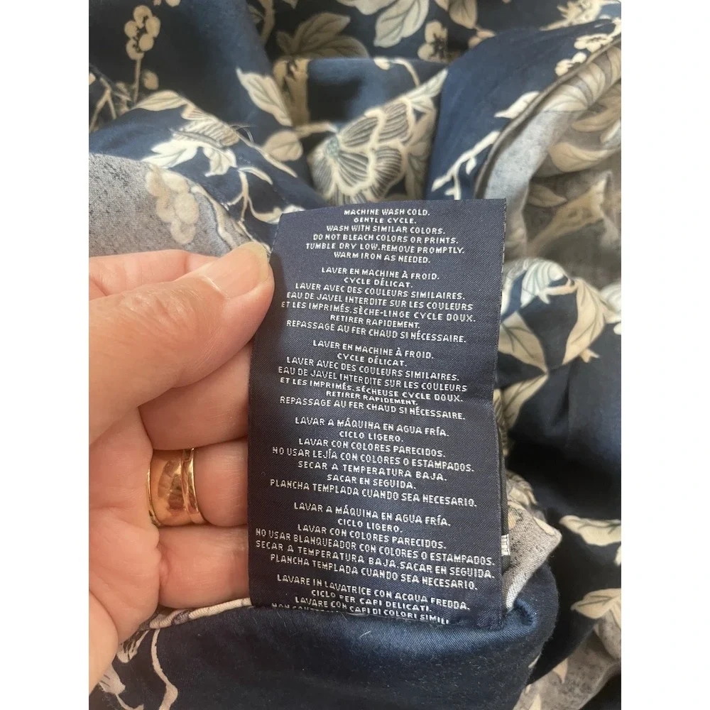 Ralph Lauren Deauville Blossom Navy Sateen QUEEN Duvet Cover & 2 Stnd Shams READ